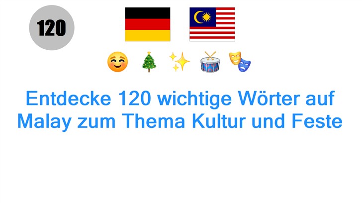 Entdecke 120 wichtige Wörter auf Malay zum Thema Kultur und Feste